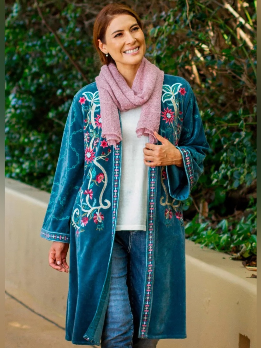 NOVICA “KASHMIRI GARDEN” COTTON VELVET EMBROIDERED JACKET size XXL